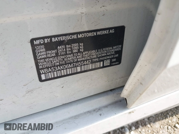 2021 BMW 2 Series 228i with VIN WBA53AK06M7H55442, listed as a IAAI auction lot 42127060 with 95,737 mi miles and . Bid and sale history available at DreamBid. Image 9.