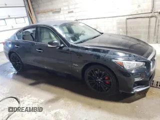 2020 Infiniti Q50 Red Sport 400 with VIN JN1FV7AR5LM660326, listed as a Copart auction lot 50599215 with 77,739 mi miles and Salvage Title. Bid and sale history available at carsss.com. Image 4.