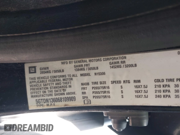 2006 Hummer H3 z VIN 5GTDN136068109909, wystawiony jako IAAI lot #41932541 z przebiegiem 236 737 mil mil oraz . Historia ofert i sprzedaży dostępna na DreamBid. Obrazek 9.