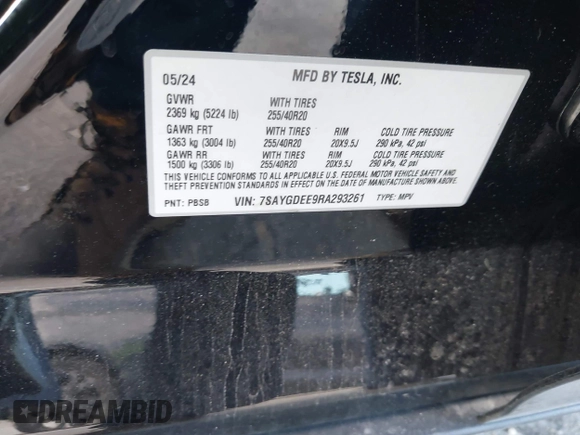 2024 Tesla Model Y Long Range z VIN 7SAYGDEE9RA293261, wystawiony jako IAAI lot #42118735 z przebiegiem 11 454 mil mil oraz . Historia ofert i sprzedaży dostępna na DreamBid. Obrazek 9.