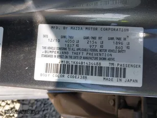 2011 Mazda Mazda3 s Sport with VIN JM1BL1K64B1434488, listed as a IAAI auction lot 42061199 with 92,087 mi miles. Bid and sale history available at carsss.com. Image 9.