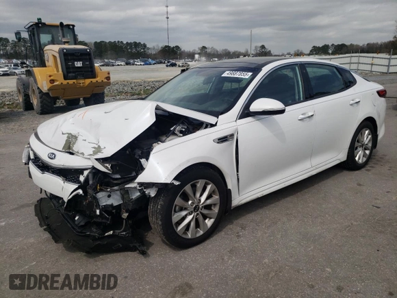 2018 Kia Optima S with VIN 5XXGT4L35JG247016, listed as a Copart auction lot 49887855 with 116,295 mi miles and Salvage title. Bid and sale history available at DreamBid. Image 1.