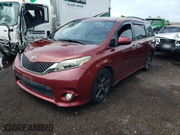 2016 Toyota Sienna SE with VIN 5TDXK3DC6GS737502, listed as a Copart auction lot 57361275 with 110,512 mi miles and Salvage title. Bid and sale history available at DreamBid. Image 1.