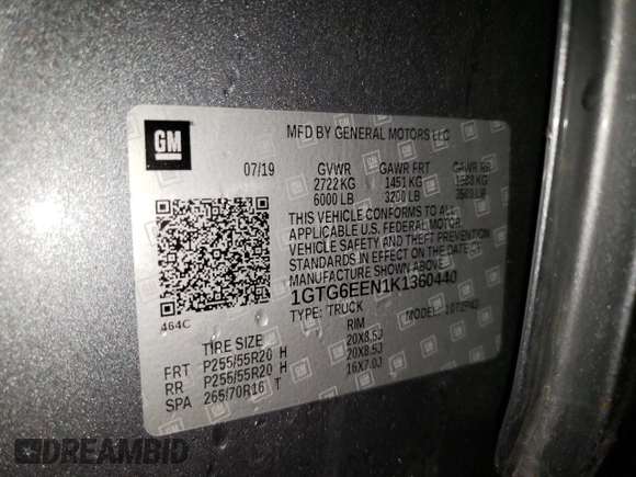 2019 GMC Canyon 4WD Denali with VIN 1GTG6EEN1K1360440, listed as a Copart auction lot 42479845 with 79,200 mi miles and Clean Title. Bid and sale history available at carsss.com. Image 14.