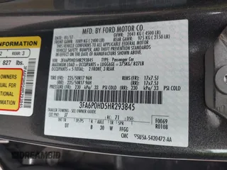 2017 Ford Fusion SE with VIN 3FA6P0HD5HR293845, listed as a IAAI auction lot 41723687 with 107,264 mi miles. Bid and sale history available at carsss.com. Image 9.