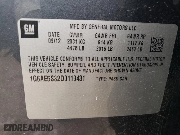 2013 Cadillac ATS Premium z VIN 1G6AE5S32D0119431, wystawiony jako Copart lot #65618324 z przebiegiem 158 233 mil mil oraz Nie do naprawy • Non repairable. Historia ofert i sprzedaży dostępna na DreamBid. Obrazek 13.