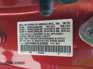 2005 Honda Element EX with VIN 5J6YH28675L020682, listed as a IAAI auction lot 42057483 with 230,244 mi miles and . Bid and sale history available at DreamBid. Image 9.