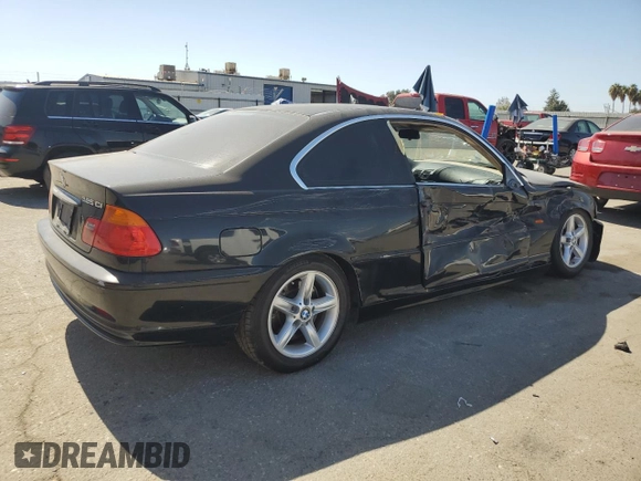 2001 BMW 3 Series 325Ci with VIN WBABN33401JW56413, listed as a Copart auction lot 73610734 with 187,259 mi miles and Salvage Title. Bid and sale history available at carsss.com. Image 3.