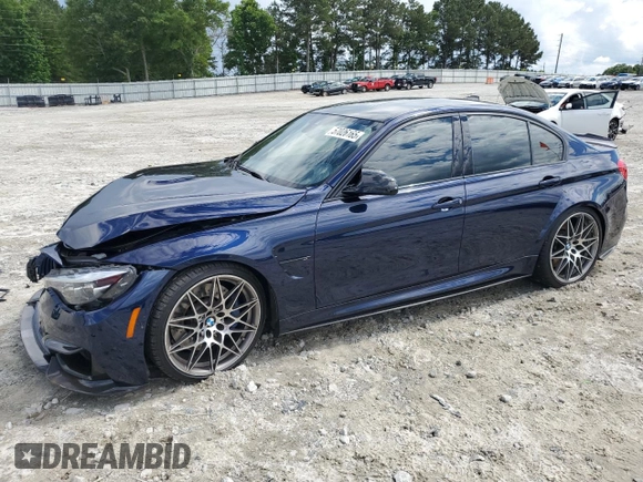 2018 BMW M3 z VIN WBS8M9C59J5J79848, wystawiony jako Copart lot #57026165 z przebiegiem Nie podano mil oraz Szkoda całkowita • Salvage title. Historia ofert i sprzedaży dostępna na DreamBid. Obrazek 1.
