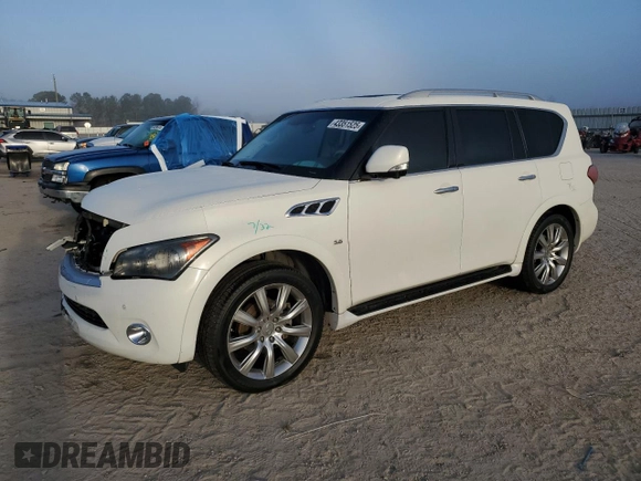2014 Infiniti QX80 with VIN JN8AZ2NE1E9067174, listed as a Copart auction lot 43351525 with 115,255 mi miles and Salvage Title. Bid and sale history available at carsss.com. Image 1.