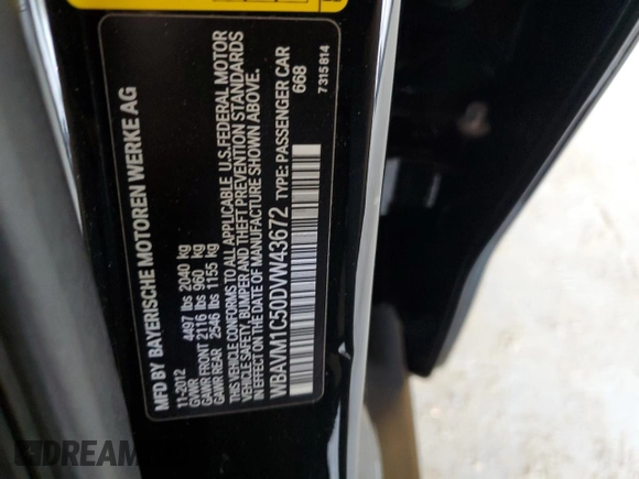 2013 BMW X1 28i z VIN WBAVM1C50DVW43672, wystawiony jako Copart lot #60318395 z przebiegiem 59 636 mil mil oraz Szkoda całkowita • Salvage title. Historia ofert i sprzedaży dostępna na DreamBid. Obrazek 12.