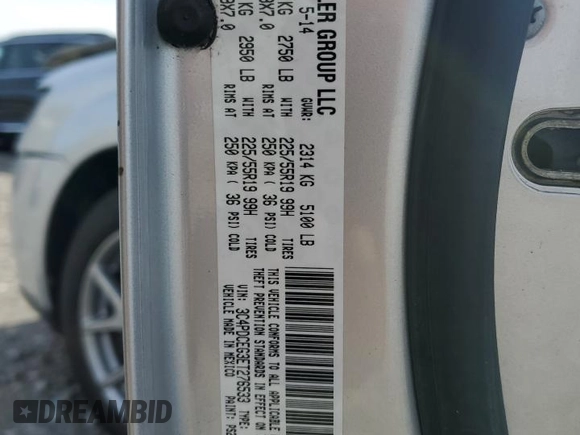 2014 Dodge Journey R/T with VIN 3C4PDCEG3ET276533, listed as a Copart auction lot 50359055 with 121,251 mi miles and Salvage title. Bid and sale history available at DreamBid. Image 12.