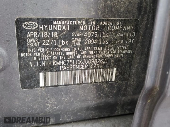2018 Hyundai Ioniq SEL z VIN KMHC75LCXJU098262, wystawiony jako Copart lot #58021315 z przebiegiem 56 396 mil mil oraz Szkoda całkowita • Salvage title. Historia ofert i sprzedaży dostępna na DreamBid. Obrazek 13.