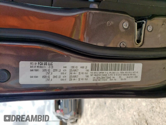 2019 Jeep Compass Latitude с VIN 3C4NJCBBXKT726442, выставлен на аукционе Copart как лот 61776265 с пробегом 63 934 миль миль и Списание • Salvage title. История ставок и продаж доступна на DreamBid. Изображение 13.