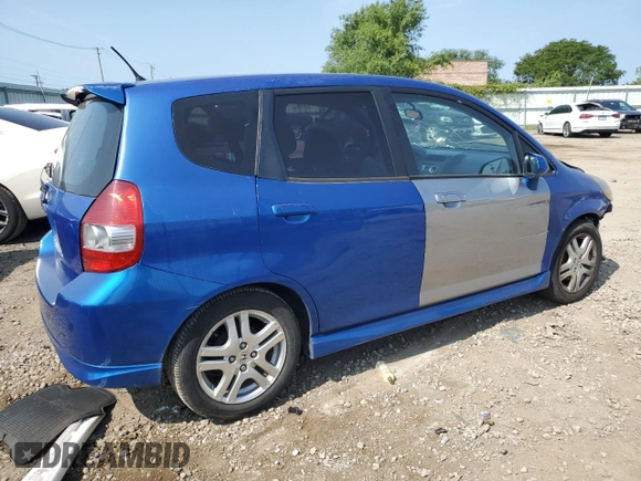 2007 Honda Fit Sport with VIN JHMGD38647S047784, listed as a Copart auction lot 68098994 with 0 mi miles and Salvage Title. Bid and sale history available at carsss.com. Image 3.