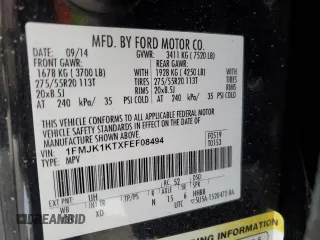 2015 Ford Expedition Max Limited с VIN 1FMJK1KTXFEF08494, выставлен на аукционе Copart как лот 53540905 с пробегом 163 326 миль миль и Чистый • Clean title. История ставок и продаж доступна на DreamBid. Изображение 13.