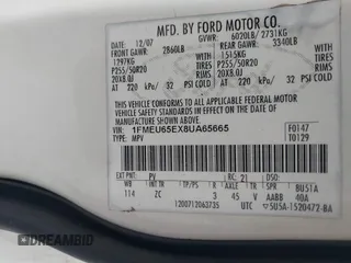 2008 Ford Explorer Limited with VIN 1FMEU65EX8UA65665, listed as a IAAI auction lot 41573015 with Not provided miles and . Bid and sale history available at DreamBid. Image 9.
