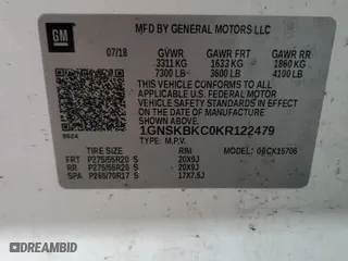 2019 Chevrolet Tahoe LT with VIN 1GNSKBKC0KR122479, listed as a Copart auction lot 44801145 with 108,183 mi miles and Salvage Title. Bid and sale history available at carsss.com. Image 13.