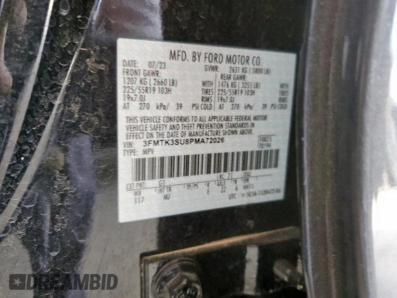 2023 Ford Mustang Mach-E Premium z VIN 3FMTK3SU8PMA72026, wystawiony jako Copart lot #56877825 z przebiegiem 32 202 mil mil oraz Szkoda całkowita • Salvage title. Historia ofert i sprzedaży dostępna na DreamBid. Obrazek 14.