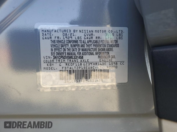 2021 Nissan Kicks SR with VIN 3N1CP5DV5ML531458, listed as a Copart auction lot 48510285 with 60,734 mi miles and Salvage Title. Bid and sale history available at carsss.com. Image 15.