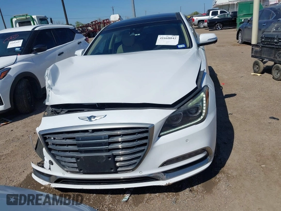 2018 Genesis G80 3.8L with VIN KMHGN4JE8JU227590, listed as a IAAI auction lot 41668042 with 69,914 mi miles. Bid and sale history available at carsss.com. Image 12.