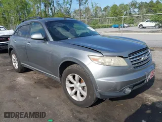 2005 Infiniti FX35 with VIN JNRAS08W25X220360, listed as a IAAI auction lot 41937461 with 214,052 mi miles. Bid and sale history available at carsss.com. Image 1.