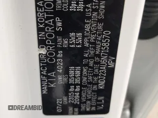 2022 Kia Soul LX with VIN KNDJ23AU6N7158570, listed as a Copart auction lot 48503525 with 57,199 mi miles and Salvage Title. Bid and sale history available at DreamBid. Image 14.