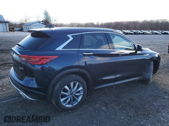 2021 Infiniti QX50 LUXE with VIN 3PCAJ5BB9MF126880, listed as a Copart auction lot 43617113 with 15,503 mi miles. Bid and sale history available at carsss.com. Image 3.