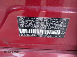 2010 Lexus IS 250 with VIN JTHCF5C26A5041659, listed as a IAAI auction lot 41349489 with Not provided miles and . Bid and sale history available at DreamBid. Image 9.