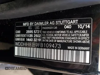 2015 Mercedes-Benz E 350 Luxury with VIN WDDHH8JB9FB109473, listed as a Copart auction lot 46889635 with 145,749 mi miles and Salvage title. Bid and sale history available at DreamBid. Image 12.