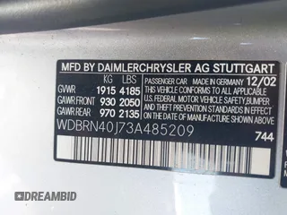 2003 Mercedes-Benz C 230 Kompressor z VIN WDBRN40J73A485209, wystawiony jako IAAI lot #42304130 z przebiegiem 66 209 mil mil oraz . Historia ofert i sprzedaży dostępna na DreamBid. Obrazek 9.