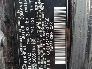 2013 Hyundai Elantra Coupe GS PZEV with VIN KMHDH6AE3DU007266, listed as a Copart auction lot 85225144 with 162,262 mi miles and Salvage Title. Bid and sale history available at carsss.com. Image 12.