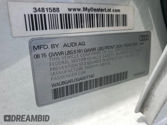 2016 Audi S4 Premium Plus z VIN WAUBGAFL0GA007740, wystawiony jako Copart lot #70084504 z przebiegiem 80 423 mil mil oraz Szkoda całkowita • Salvage title. Historia ofert i sprzedaży dostępna na DreamBid. Obrazek 13.