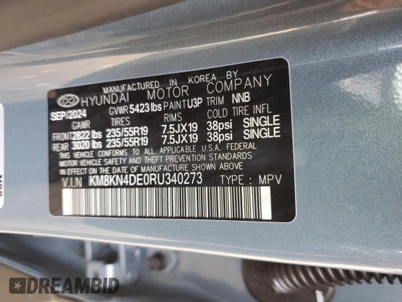 2024 Hyundai Ioniq 5 SEL z VIN KM8KN4DE0RU340273, wystawiony jako Copart lot #50836175 z przebiegiem 1 487 mil mil oraz Szkoda całkowita • Salvage title. Historia ofert i sprzedaży dostępna na DreamBid. Obrazek 16.