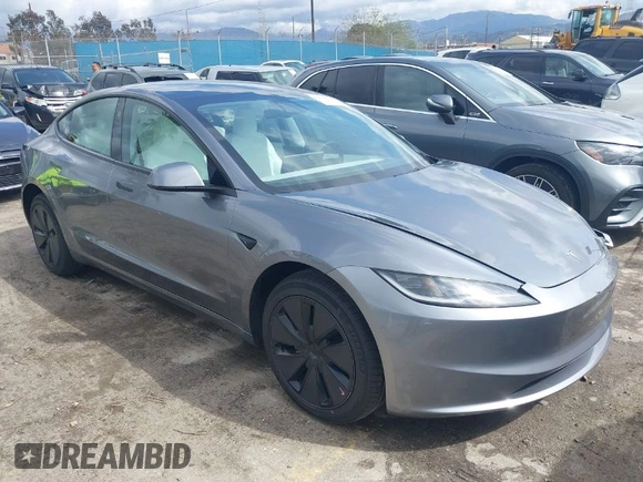2024 Tesla Model 3 with VIN 5YJ3E1EAXRF859360, listed as a IAAI auction lot 41725898 with 3,693 mi miles. Bid and sale history available at carsss.com. Image 1.