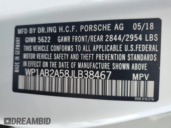 2018 Porsche Macan S with VIN WP1AB2A58JLB38467, listed as a Copart auction lot 57745885 with 76,988 mi miles and Salvage title. Bid and sale history available at DreamBid. Image 13.