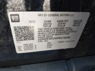 2023 Chevrolet Tahoe Premier with VIN 1GNSKSKD6PR278686, listed as a IAAI auction lot 41684689 with 41,647 mi miles. Bid and sale history available at carsss.com. Image 9.