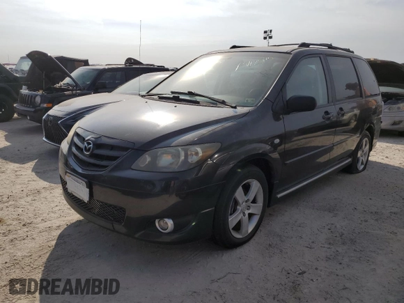 2005 Mazda MPV LX with VIN JM3LW28J550550474, listed as a Copart auction lot 75112994 with 0 mi miles and Salvage Title. Bid and sale history available at carsss.com. Image 1.