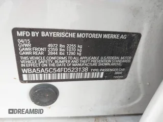2015 BMW 5 Series 528i z VIN WBA5A5C54FD523138, wystawiony jako IAAI lot #41067885 z przebiegiem Nie podano mil oraz . Historia ofert i sprzedaży dostępna na DreamBid. Obrazek 9.