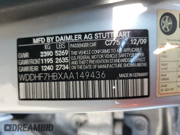 2010 Mercedes-Benz E 63 AMG with VIN WDDHF7HBXAA149436, listed as a Copart auction lot 68736984 with 112,176 mi miles and Salvage title. Bid and sale history available at DreamBid. Image 14.