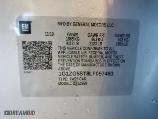 2020 Chevrolet Malibu RS with VIN 1G1ZG5ST8LF057483, listed as a Copart auction lot 47213985 with 74,077 mi miles and Salvage Title. Bid and sale history available at carsss.com. Image 12.