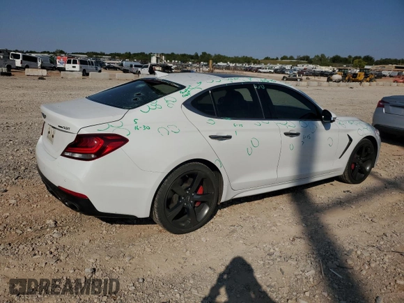 2020 Genesis G70 3.3T with VIN KMTG34LEXLU063223, listed as a Copart auction lot 74316164 with 48,317 mi miles and Salvage Title. Bid and sale history available at carsss.com. Image 3.