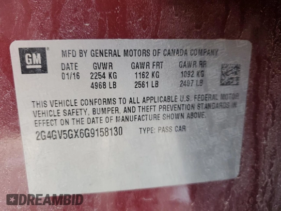 2016 Buick Regal GS with VIN 2G4GV5GX6G9158130, listed as a Copart auction lot 47283795 with 158,918 mi miles and Clean Title. Bid and sale history available at DreamBid. Image 13.