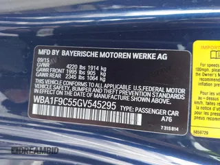 2016 BMW 2 Series 228i with VIN WBA1F9C55GV545295, listed as a IAAI auction lot 41539525 with 147,604 mi miles. Bid and sale history available at carsss.com. Image 9.
