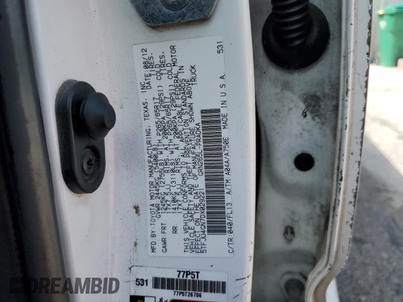 2013 Toyota Tacoma PreRunner z VIN 5TFJU4GN7DX029221, wystawiony jako Copart lot #58367775 z przebiegiem 262 776 mil mil oraz Szkoda całkowita • Salvage title. Historia ofert i sprzedaży dostępna na DreamBid. Obrazek 12.