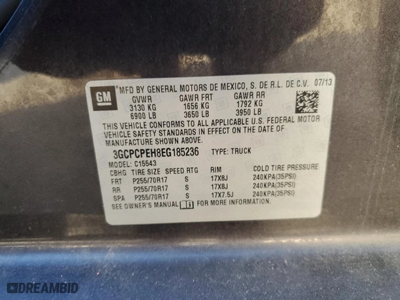2014 Chevrolet Silverado 1500 Work Truck with VIN 3GCPCPEH8EG185236, listed as a Copart auction lot 73765984 with 131,116 mi miles and Salvage Title. Bid and sale history available at carsss.com. Image 12.