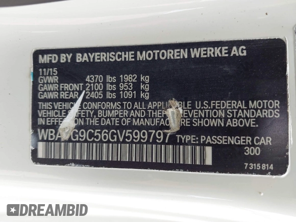 2016 BMW 2 Series 228i xDrive with VIN WBA1G9C56GV599797, listed as a IAAI auction lot 41923703 with 158,404 mi miles and . Bid and sale history available at DreamBid. Image 9.