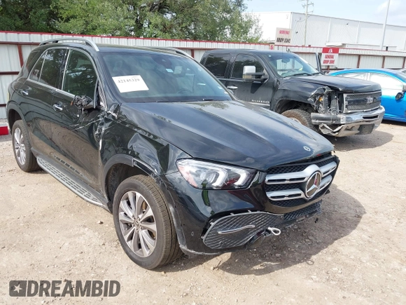 2022 Mercedes-Benz GLE 350 with VIN 4JGFB4JB9NA752546, listed as a IAAI auction lot 42145329 with 57,502 mi miles and . Bid and sale history available at DreamBid. Image 1.