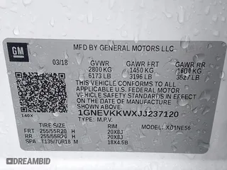 2018 Chevrolet Traverse High Country with VIN 1GNEVKKWXJJ237120, listed as a IAAI auction lot 41458312 with 125,626 mi miles. Bid and sale history available at carsss.com. Image 9.