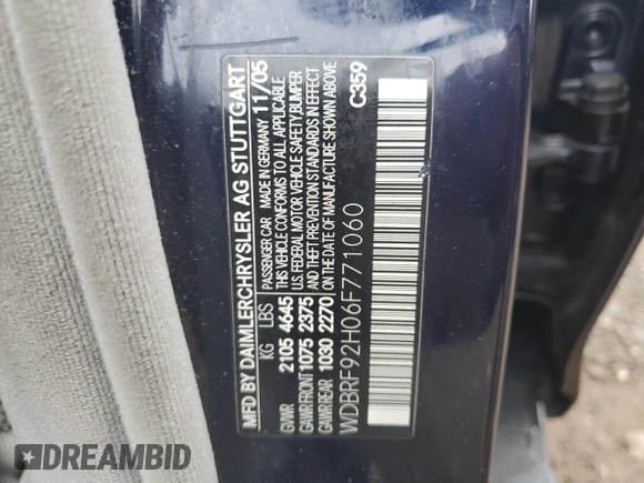 2006 Mercedes-Benz C 280 Luxury with VIN WDBRF92H06F771060, listed as a Copart auction lot 81556694 with 90,410 mi miles and Salvage Title. Bid and sale history available at DreamBid. Image 12.